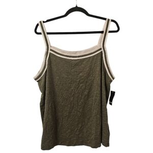 Green and White Torrid Women's Super Soft Slub Scoop Neck Varsity Cami